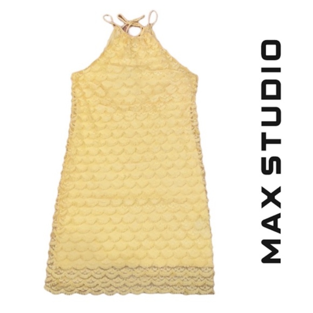 Max Studio Yellow Halter Ruffle Dress Size Small EUC